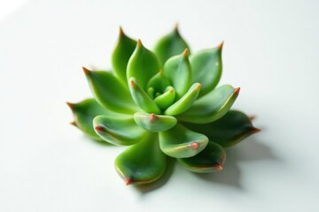 Fototapeta premium Single succulent leaf isolated on white surface, succulent, texture