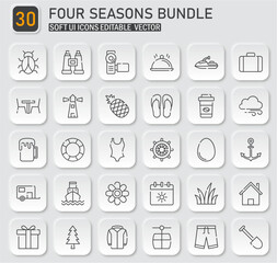 Fototapeta premium Versatile Four Seasons Icon Bundle: Editable Vector Set for Diverse Projects