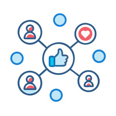 Obraz premium Social network connection and global business communication concept. Vector icon isolated on white background. social network icons, people network icons. Organization thin line icon set. Containing 