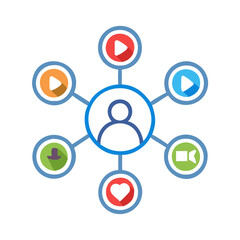 Social network connection and global business communication concept. Vector icon isolated on white background. social network icons, people network icons. Organization thin line icon set. Containing 
