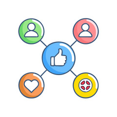 Social network connection and global business communication concept. Vector icon isolated on white background. social network icons, people network icons. Organization thin line icon set. Containing 
