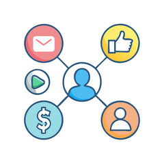 Social network connection and global business communication concept. Vector icon isolated on white background. social network icons, people network icons. Organization thin line icon set. Containing 
