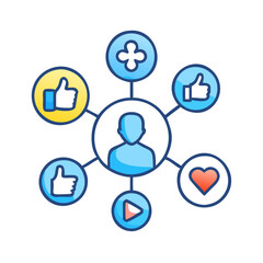 Social network connection and global business communication concept. Vector icon isolated on white background. social network icons, people network icons. Organization thin line icon set. Containing 
