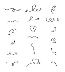 Hand-Drawn Arrows Set – Black Vector Doodle Style
