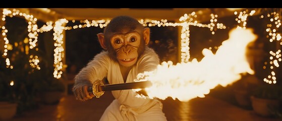 Monkey Warrior Outdoor Scene