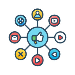 Social network connection and global business communication concept. Vector icon isolated on white background. social network icons, people network icons. Organization thin line icon set. Containing 
