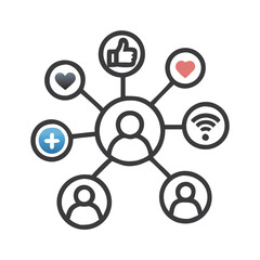 Social network connection and global business communication concept. Vector icon isolated on white background. social network icons, people network icons. Organization thin line icon set. Containing 
