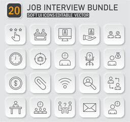Job Interview Icons Bundle: Modern Linear Vector Collection for Recruitment