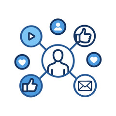 Social network connection and global business communication concept. Vector icon isolated on white background. social network icons, people network icons. Organization thin line icon set. Containing 

