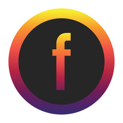Obraz premium Abstract Lowercase Letter f Displaying a Vibrant Spectrum of Warm to Cool Gradient Colors Encased in a Smooth Dark Circular Frame
