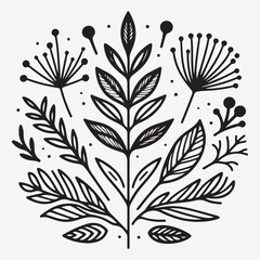 Botanical Organic Minimalistic Emblem With Plant Elements stock illustration