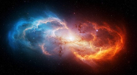 Obraz premium Cosmic Entanglement: Fire and Ice AI Generated