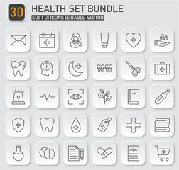 A Comprehensive Collection of Minimalist Healthcare Icons in Editable Vector Format