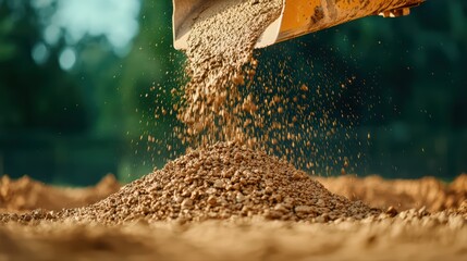 Earth excavation and soil dumping process scene