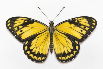 Obraz premium Colorful Butterfly With Yellow and Black Wings Displayed on Paper Generative AI