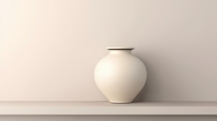 Minimalist white vase on simple shelf background