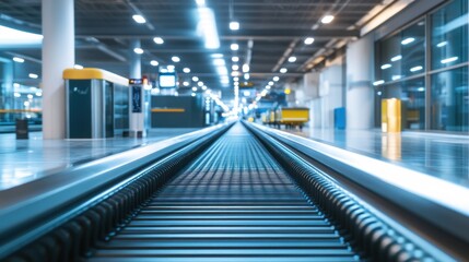 Fototapeta premium Airport baggage conveyor belt system.