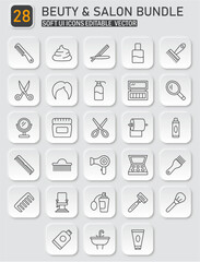 Modern Beauty and Salon Icons Vector Set for Cosmetic and Hairdressing Services