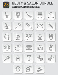 Neumorphic Beauty and Salon Icon Collection Vector Pack for Graphic Design