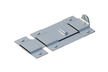 Hasp for door isolated on white background. Retro metallic latch. 3d render