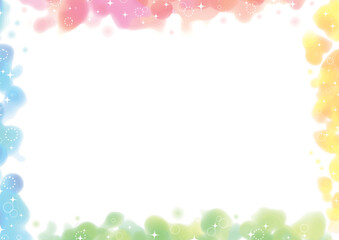 4色の絵の具のやさしい白背景フレーム