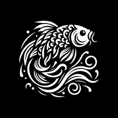 illustration vector graphic of tribal art tattoo fish koi