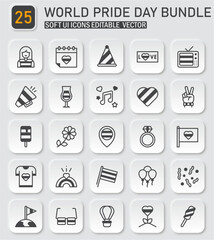 Inclusive World Pride Day Bundle Vector Icon Set with Customizable Elements