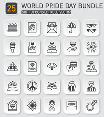 Inclusive World Pride Day Bundle: Vector Icon Collection for Celebration Themes