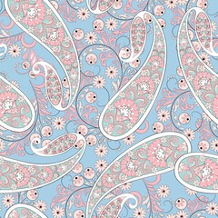 Damask paisley seamless vector pattern. Floral vintage background