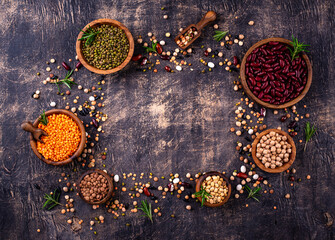 Beans, lentils, soybean, pea and chickpea