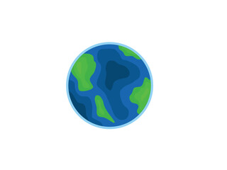 A cartoon drawing of the Earth with a blue and green color scheme. The drawing is simple and clean, with no text or other details