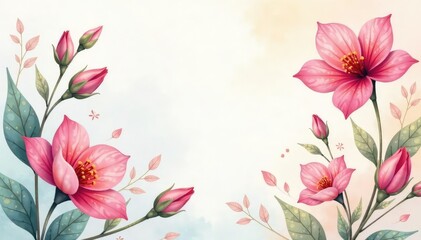 Fototapeta premium Subtle watercolor floral motif, soft pastel hues, flowing lines, nature, repeat, artistic