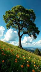 Tree with its branches stretching towards a distant horizon, nature, tree, landscape