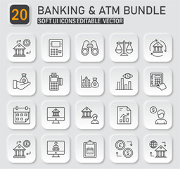 Sophisticated banking and finance icon set conveying modern financial services