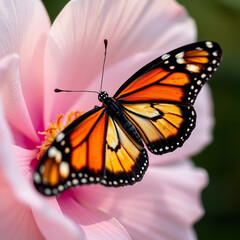 Naklejka premium A stock photo of a majestic butterfly stands on a flower.