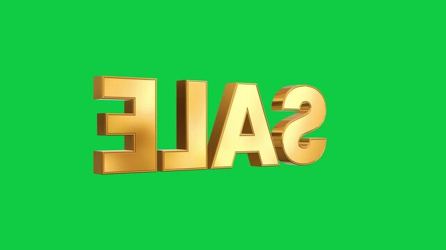golden 3d sale text isolated on green background loop animation, black friday mega sale motion design element