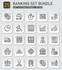 Comprehensive Banking Services Icon Set for Finance and Investment Solutions