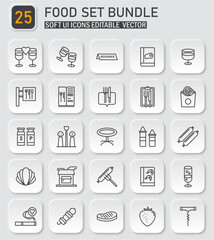 Elegant Soft UI Food Icons: Vector Set for Culinary and Restaurant Designs