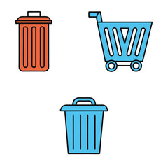 Minimalist Trash Can and Recycling Icon Set Vector.