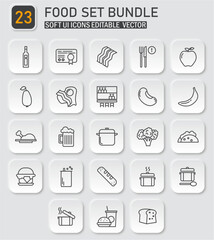 Diverse cuisine selections food icon set modern ui vector illustration