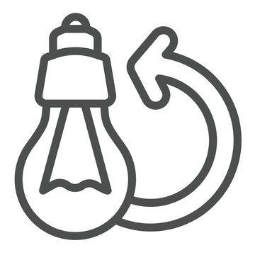 recommend clip art: Light bulb and replace arrow line icon, electrician service concept. Vector graphics. Replacing lightbulb, spare sign on white background, outline style icon for mobile or web design.