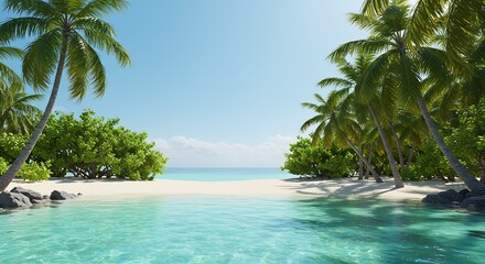 Obraz premium Sun-Kissed Cove's Embrace AI Generated