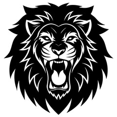 Violent Lion Head Silhouette Vector for Bold and Fierce Designs