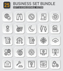 Comprehensive set of 25 Soft UI business vector icons for diverse design use cases