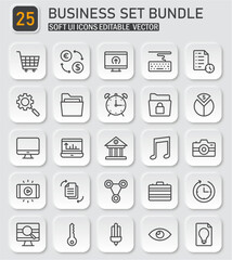 Diverse business icon set collection for modern digital interface design project