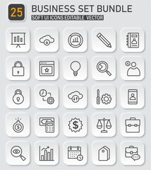 Modern Business Icon Set Collection: Soft UI Editable Vector Elements Bundle