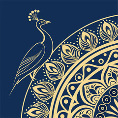 A Blue And Gold Ornate Background With Intricate Patterns Suitable For Festive Occasions In

