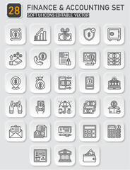 Financial and accounting icon set for user interface designs and applications