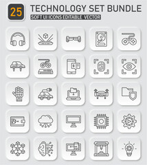 Modern Technology Icon Set for Digital Innovation and Technological Advancement