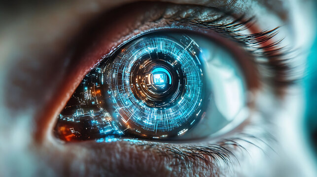 A bionic eye prototype, high-tech medical innovation lab with futuristic interfaces, Bio-engineering style